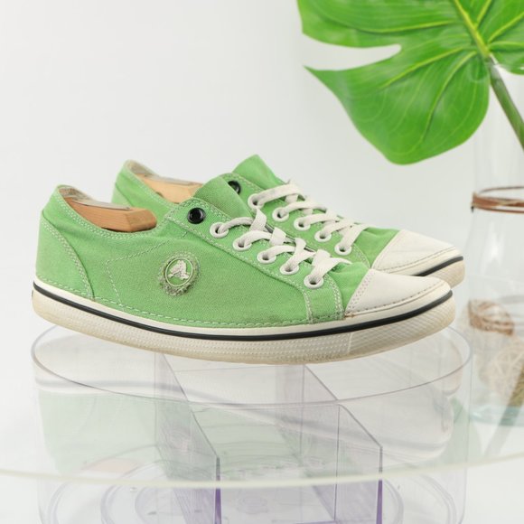Crocs Hover Sneaker Canvas Rubber Lace-Up Women 10 Light Green Lightweight - Picture 2 of 12